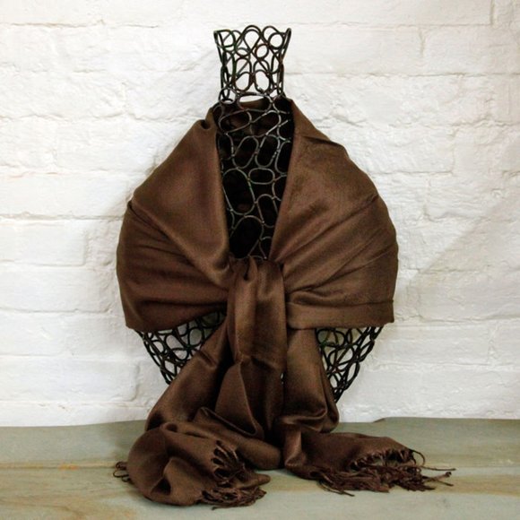 Oussum Accessories - Oussum Large Silky Viscose Scarf Brown Lightweight Soft Shawl for Gifts